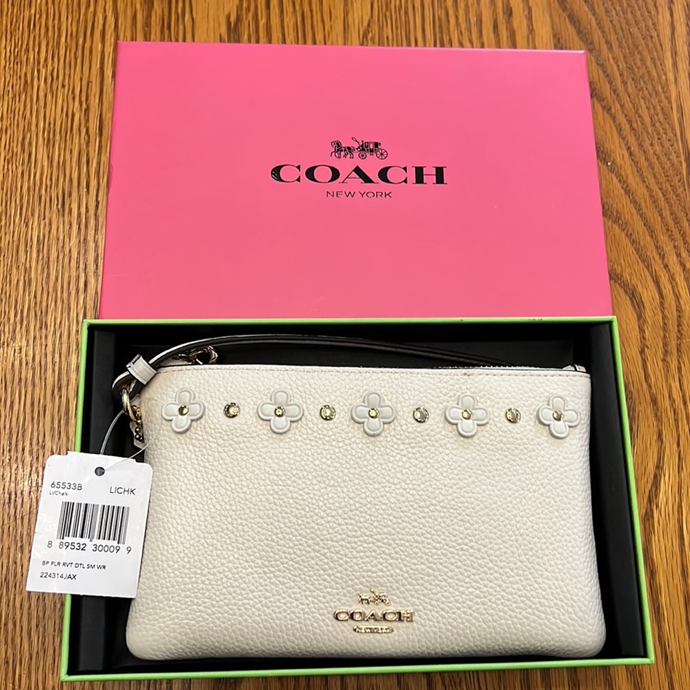 Coach Floral Rivets Wristlet  NWT